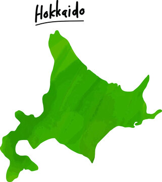 北海道の地図のベクターイラスト（グリーン）/ vector illustration of Hokkaido map
