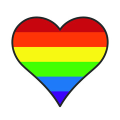 Heart shape with rainbow color stripe pattern. Vector illustration image.