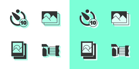 Set Photo camera, Camera timer, frame and icon. Vector
