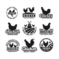 Fototapeta na wymiar Chicken farm logo template collection