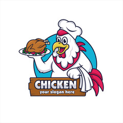 Chicken mascot design premium logo
