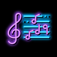 Treble Clef And Musical Notes Opera Element neon light sign vector. Glowing bright icon transparent symbol illustration