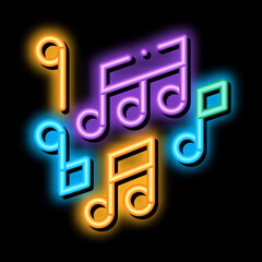 Melody Music Mono And Treble Notes neon light sign vector. Glowing bright icon transparent symbol illustration