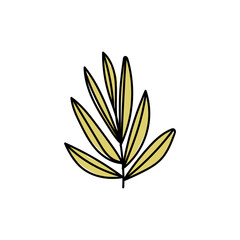 Vector illustration of leaves with outline. Hand drawn leaf logo symbol.