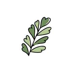 Vector illustration of leaves with outline. Hand drawn leaf logo symbol.