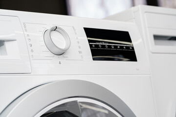 New washing machine in a home appliances store