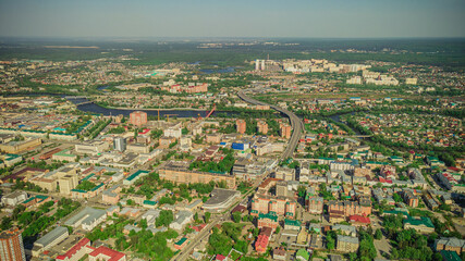aerial photography of the city of Penza in the summer