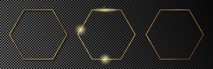 Gold glowing hexagon frame