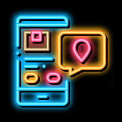 Parcel Location Phone Tracking Postal Transportation Company neon light sign vector. Glowing bright icon sign. transparent symbol illustration