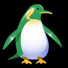 アイコン風のペンギン-黒背景