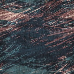 Seamless blue pink cream and navy surface pattern. High quality illustration. Overlaid and multiplied distressed and grungy worn abstract design for print. Detailed artistic repeat tile swatch.