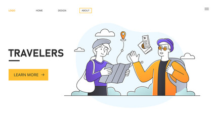 Travelers portrait going on summer vacation trip