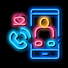 Romantic Phone Call neon light sign vector. Glowing bright icon Romantic Phone Call sign. transparent symbol illustration