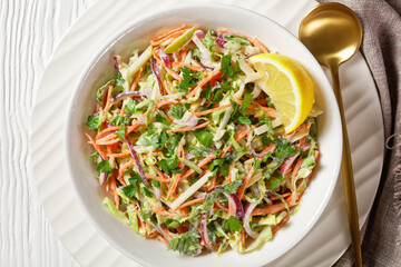 juicy low calorie coleslaw salad, top view
