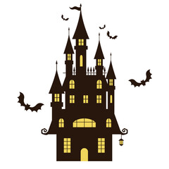 秋のハロウィンの黒いシルエットのベクターイラスト