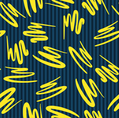 Hand drawn zig zags and marker written lines. Vector abstract seamless pattern. Background for printing on fabrics and paper