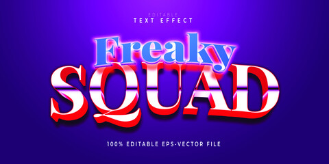 editable 3d freaky squad text effect in bright gradient.typhography logo - obrazy, fototapety, plakaty