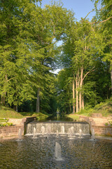 Fototapeta na wymiar sparkling fountains in the Ludwigslust castle park