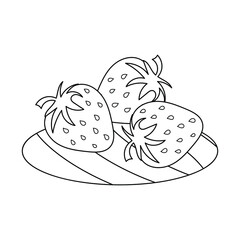 Coloring book for kids. Strawberry. Summer Vitamin dessert. Vector illustration of print, decor.