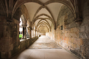 Archway of an old monastery. Cloisters of Batalha Monastery