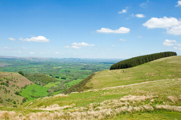 Naklejka premium Mountains, hills and valleys, Powys, Mid Wales