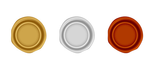 Sealing wax stamp vector illustration set ( number, ranking ) from 1st to 3rd (gold, silver, bronze )
