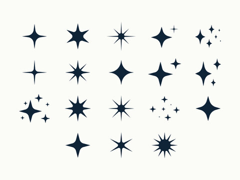 Star shapes. Shine signs and clip art.