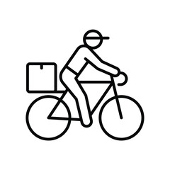 Courier delivery by bicycle Icon, Shipping fast deliveryman riding bike symbol, Pictogram flat design for apps and websites, Track and trace processing status, Vector illustration