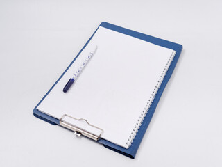 signing documents folder binder pen on white background