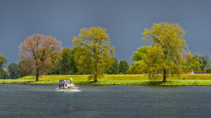 Pleasure boating on the river Maas (Meuse)