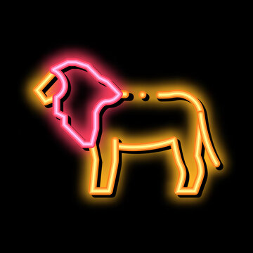 Lion neon light sign vector. Glowing bright icon Lion sign. transparent symbol illustration