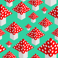 Fototapeta premium Mushroom Geometric pattern seamless. autumn background. Baby fabric texture