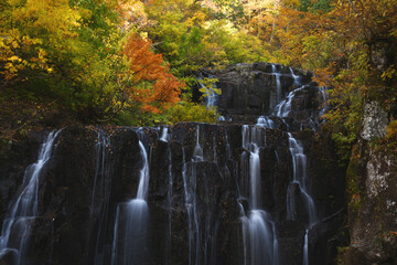 Waterfall with Autumn Color in Akita