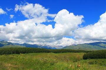 landscape with blue sky and clouds