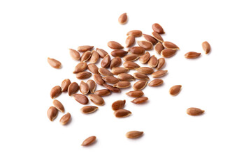 Flax seed on white background.