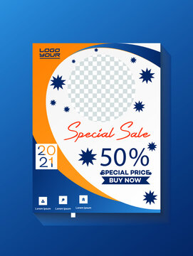 Dark blue orange creative business vector illustrator brochure flyer design template high-quality free downloads.