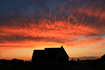 sunset over the village
