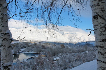 mountains in the snow