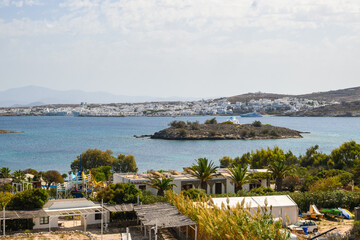 Panorama of beautiful Naoussa bay on Paros island. Cyclades. Greece, Europe