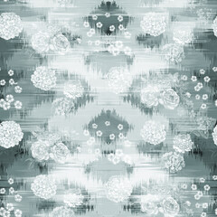 Chinoiserie Flowers Silhouette Pastel Seamless Pattern Trendy Fashion Colors Perfect for Fabric Print
