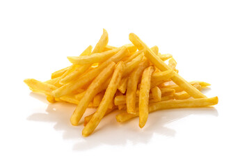 pile of french fries on a white background