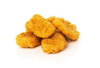 Fried chicken nuggets isolated on white background
