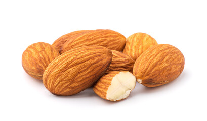 Almonds isolated on white background