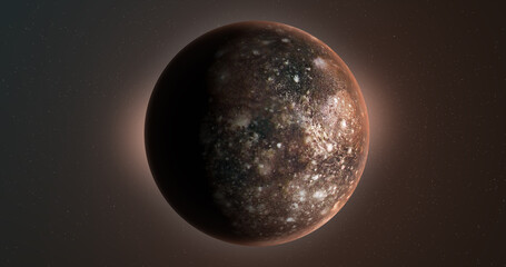 Callisto, Jupiter's moon, rotating in its own orbit in the outer space © Manuel Mata