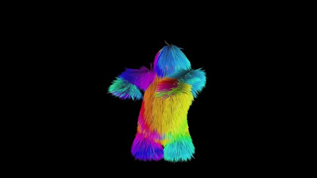 ANIMATION - A colorful and furry monster character dancing with many moves