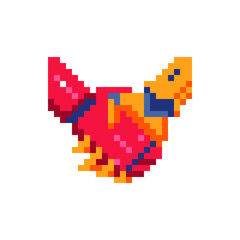 Obraz premium Handshake robot arm. Pixel art android arm icons. 8-bit sprites. Game assets. Isolated abstract vector illustration.