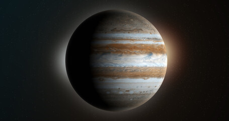 Jupiter planet rotating in its own orbit in the outer space © Manuel Mata