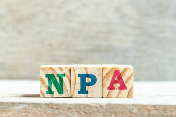 Alphabet letter block in word NPA (Abbreviation of Non performing assets or Nasopharyngeal airway)...