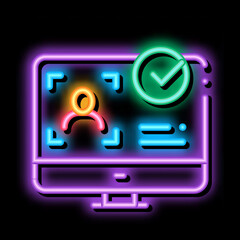 Computer Person Identity neon light sign vector. Glowing bright icon Computer Person Identity sign. transparent symbol illustration