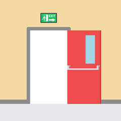 Exit door vector. free space for text. wallpaper. background. fire door vector.